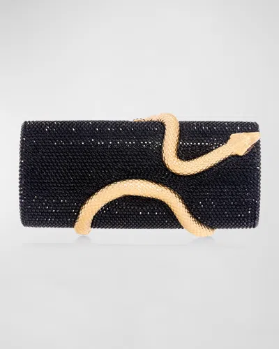 Judith Leiber Spiral Snake Crystal Minaudiere In Champagne Jet