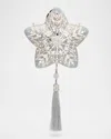 Judith Leiber Star Crystal Tassel Clutch Bag In White