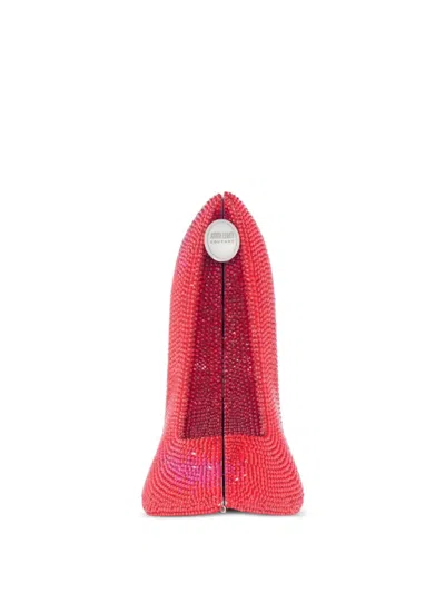 Judith Leiber Stiletto Carrie Crystal-embellished Pump-shaped Clutch Bag In Red