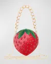 Judith Leiber Strawberry Crystal Top-handle Bag In Sivler Light Sapphir