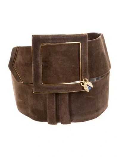 Pre-owned Judith Leiber Suede Belt In Brown