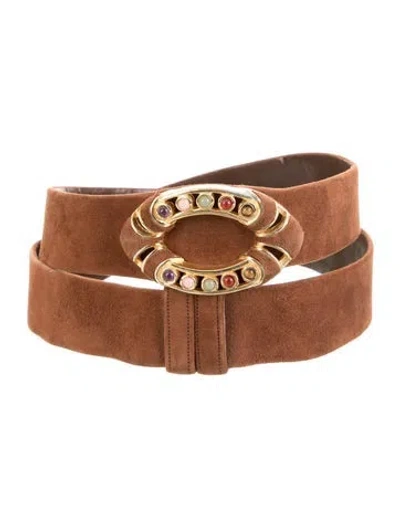 Pre-owned Judith Leiber Suede Belt In Brown