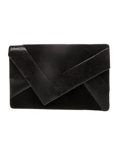 Pre-owned Judith Leiber Suede Clutch In Black