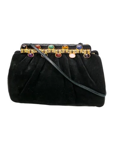 Pre-owned Judith Leiber Suede Clutch In Black
