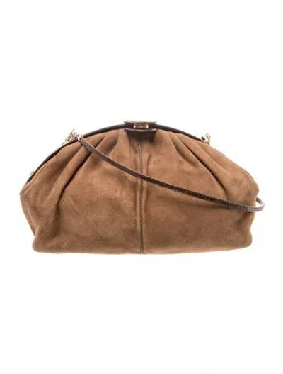 Pre-owned Judith Leiber Suede Clutch In Brown