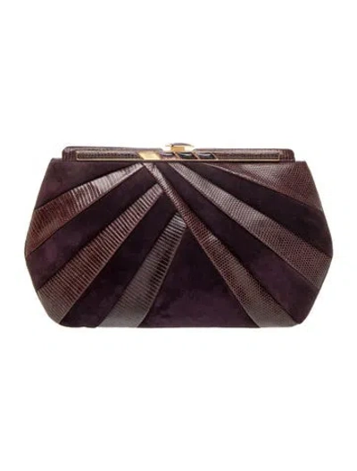 Pre-owned Judith Leiber Suede Clutch In Purple