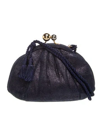 Pre-owned Judith Leiber Suede Evening Bag In Blue