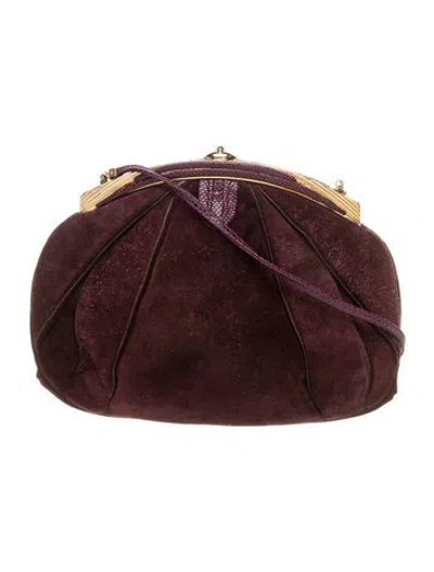 Pre-owned Judith Leiber Suede Evening Bag In Burgundy