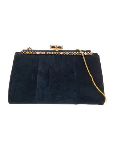 Pre-owned Judith Leiber Suede Evening Bag Vintage In Blue