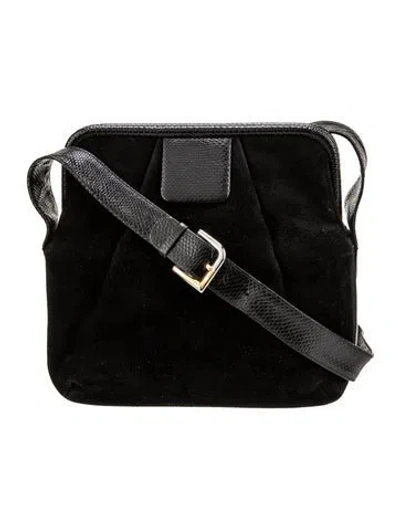 Pre-owned Judith Leiber Suede Messenger Bag Vintage In Black