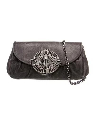 Pre-owned Judith Leiber Suede Shoulder Bag In Black