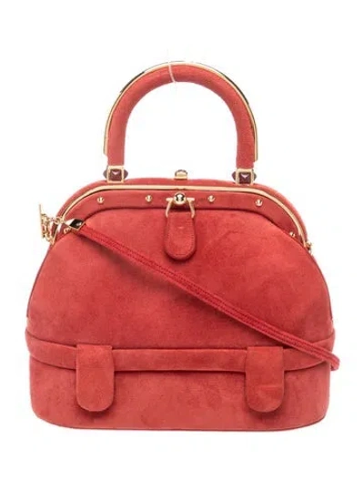 Pre-owned Judith Leiber Suede Shoulder Bag In Red