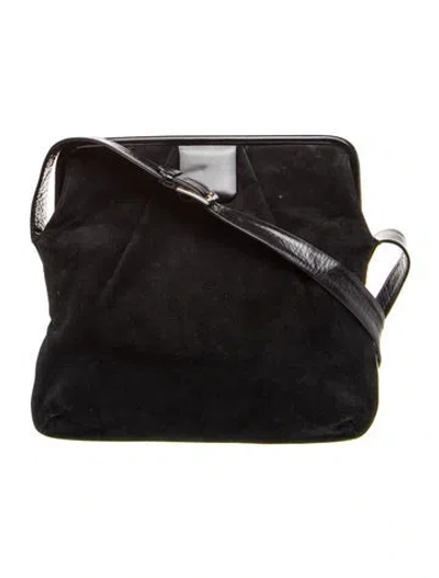 Pre-owned Judith Leiber Suede Shoulder Bag Vintage In Black