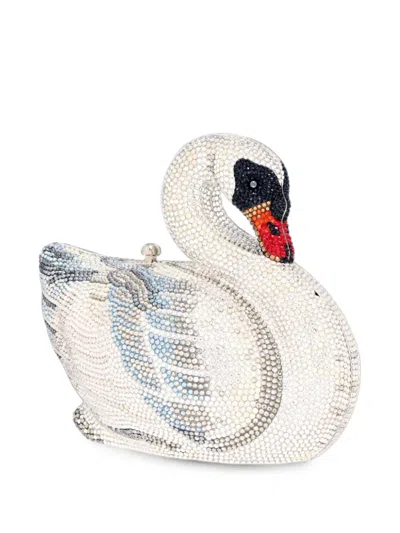 Judith Leiber Swan Odette Crystal-embellished Mini Bag In White