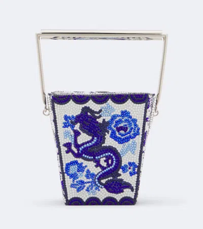 Judith Leiber Take Out Box Blue Dragon Embellished Clutch
