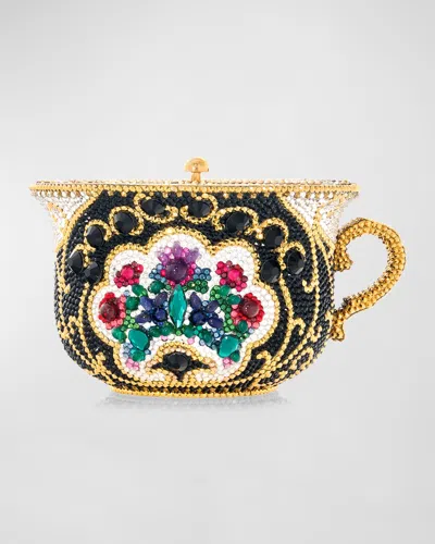 Judith Leiber Teacup Royal Tea Minaudiere In Champagne Jet Multi