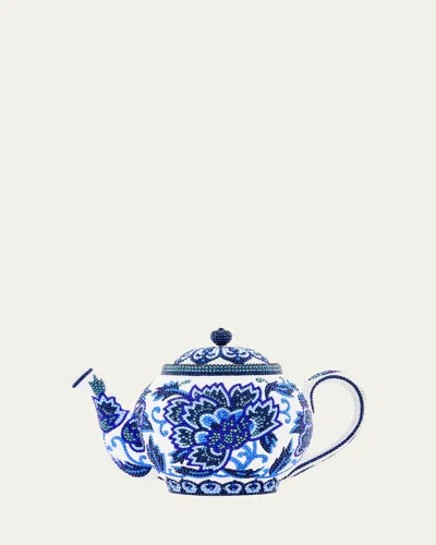 Judith Leiber Teapot Tranquili-tea Minaudiere In Silver Cobalt Multi