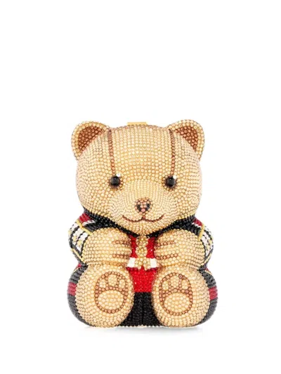 Judith Leiber Teddy Bear Albert Crystal-embellished Mini Bag In Gold