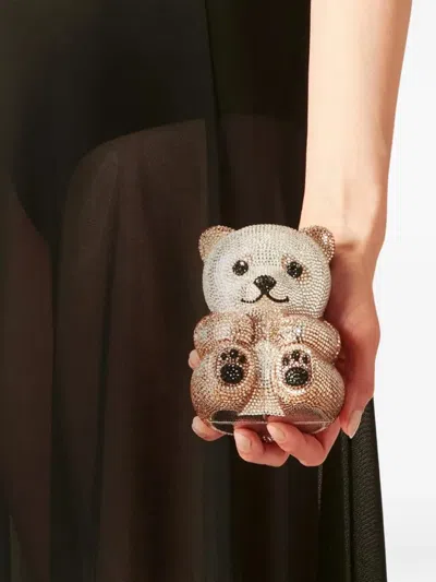 Judith Leiber Teddy Bear Crystal-embellished Clutch Bag In Brown