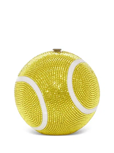 Judith Leiber Tennis Ball Crystal-embellished Clutch Bag In Yellow