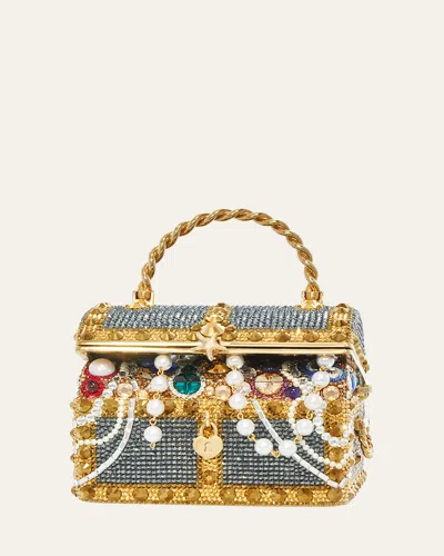 JUDITH LEIBER TREASURE CHEST CRYSTAL MINAUDIERE