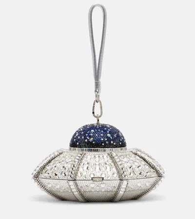 Judith Leiber Ufo Crystal-embellished Clutch In Silver