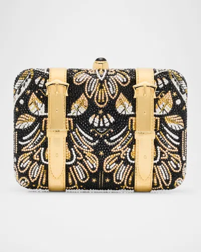 Judith Leiber Valise Voyage Crystal Clutch Bag In Champagne Jet Multi
