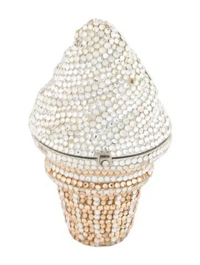 Pre-owned Judith Leiber "vanilla Frost" Trinket Box In Neutrals