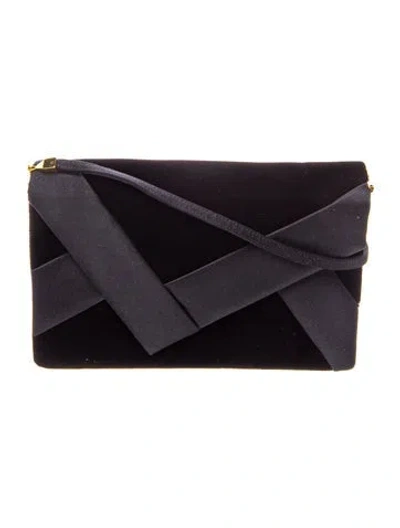 Pre-owned Judith Leiber Velvet Clutch In Black