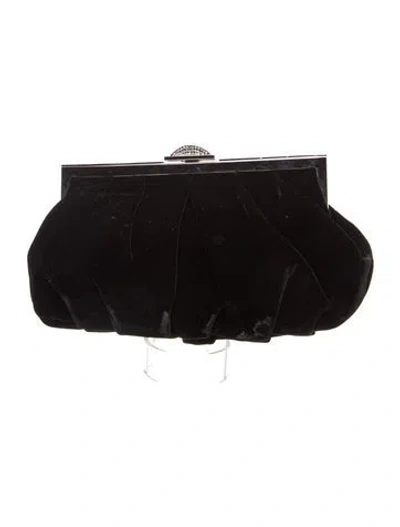 Pre-owned Judith Leiber Velvet Clutch In Black