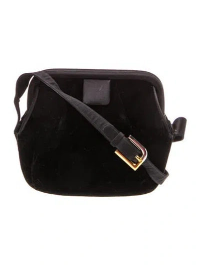 Pre-owned Judith Leiber Velvet Crossbody Bag In Black