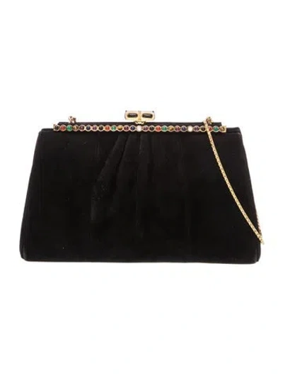 Pre-owned Judith Leiber Velvet Shoulder Bag Vintage In Black