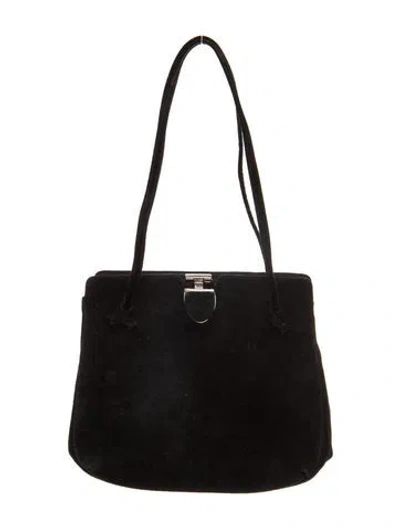 Pre-owned Judith Leiber Velvet Top Handle Bag In Black