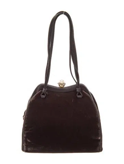 Pre-owned Judith Leiber Velvet Top Handle Bag In Brown