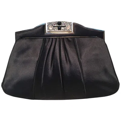Pre-owned Judith Leiber Vintage Black Pleated Silk Clutch