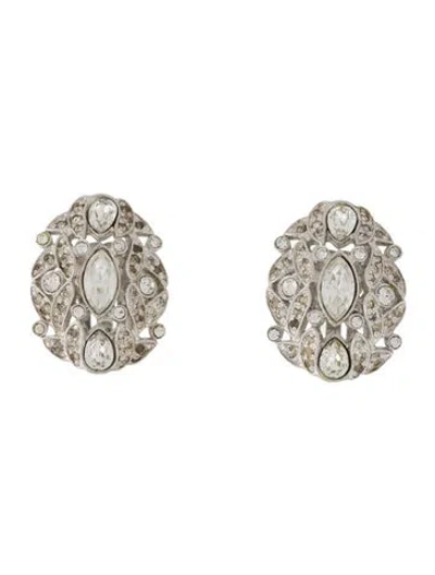 Pre-owned Judith Leiber Vintage Crystal Clip On Earrings In Multi