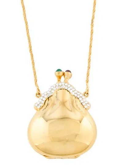 Pre-owned Judith Leiber Vintage Crystal Purse Locket Pendant Necklace, 39.5"