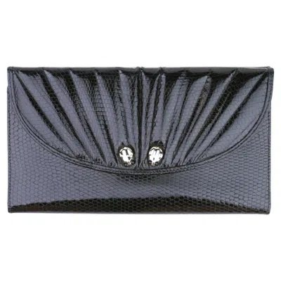 Pre-owned Judith Leiber Vintage  Black Leather Wallet, 1980s