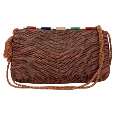 Pre-owned Judith Leiber Vintage  Orange Lizard Clutch