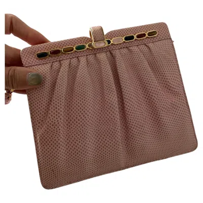 Pre-owned Judith Leiber Vintage  Pink Lizard Embossed Leather Clutch Shoulder Bag C. 1980s