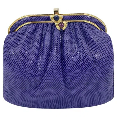 Pre-owned Judith Leiber Vintage  Purple Lizard Clutch C1980s