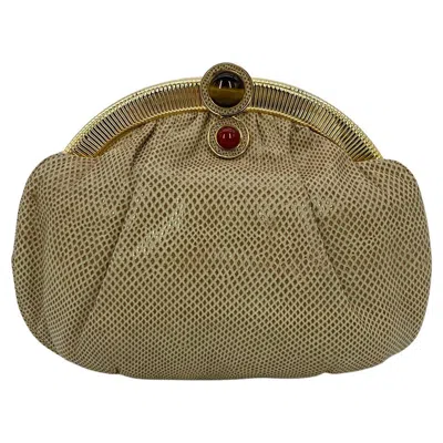 Pre-owned Judith Leiber Vintage  Tan Lizard Clutch In Brown