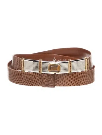 Pre-owned Judith Leiber Vintage Karung Waist Belt In Brown