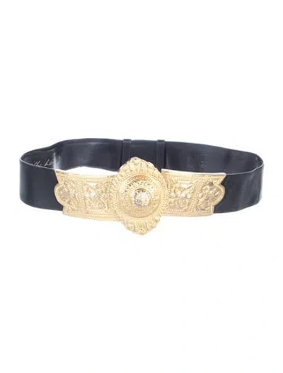 Pre-owned Judith Leiber Vintage Leather Belt In Black