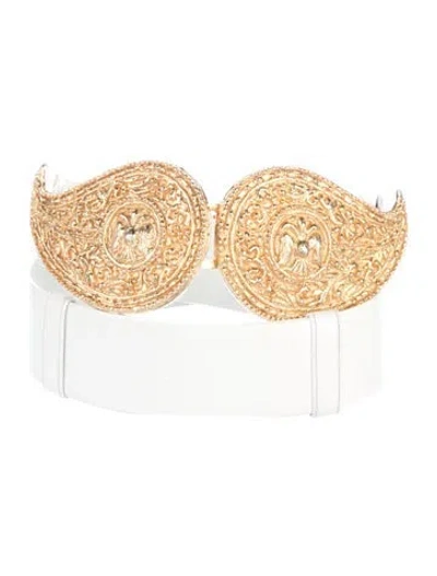 Pre-owned Judith Leiber Vintage Leather Belt In White