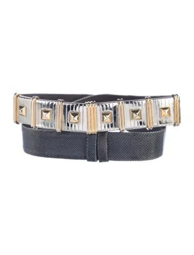 Pre-owned Judith Leiber Vintage Lizard Belt In Grey
