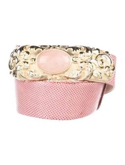 Pre-owned Judith Leiber Vintage Lizard Waist Belt In Pink