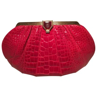 Pre-owned Judith Leiber Vintage Red Alligator Xl Oversized Clutch