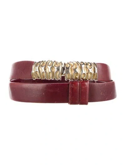 Pre-owned Judith Leiber Vintage Skinny Belt In Burgundy