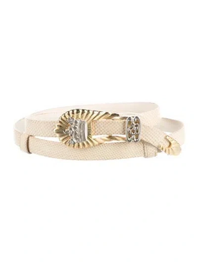 Pre-owned Judith Leiber Vintage Skinny Waist Belt In Neutrals